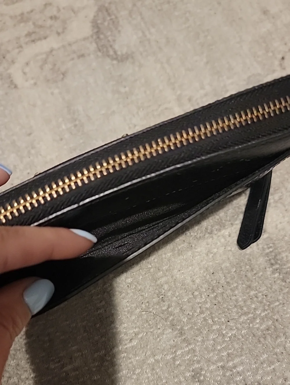kate spade Black Leather Zip-Around Wallet
